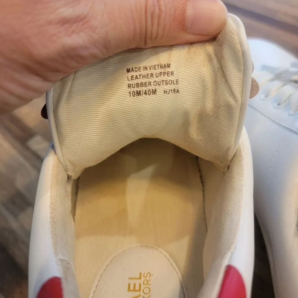 MICHAEL Michael Kors Mindy Floral Embellished White/Red Leather Sneakers - Picture 12 of 14